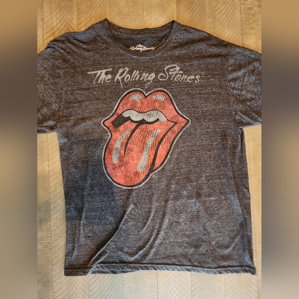 The Rolling Stones Charcoal Tee with Red Tongue Logo